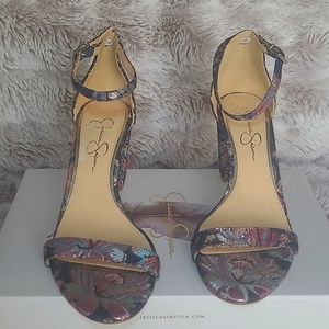 Jessica Simpson floral heels, size 8, barely worn.